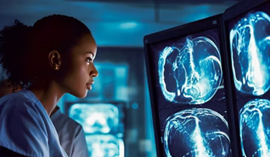 Woman working at the Computer Lab