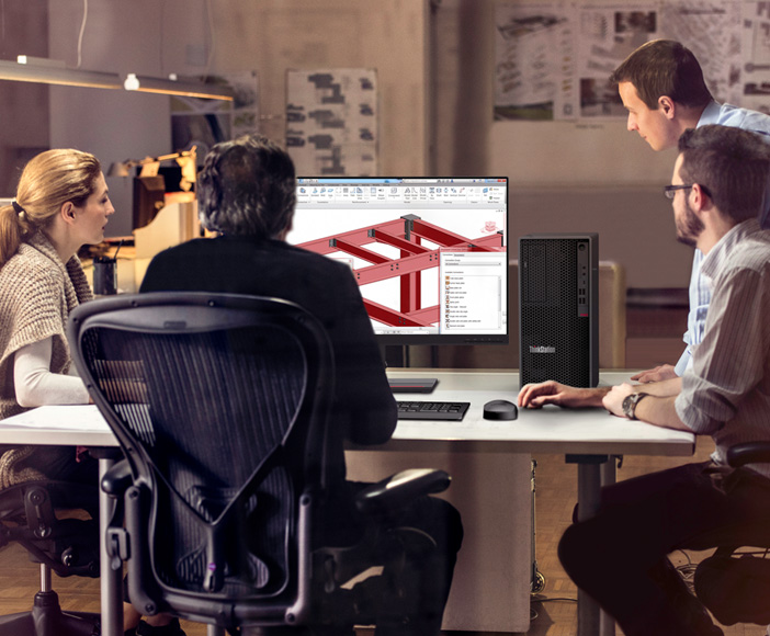 Team working on Lenovo Workstation