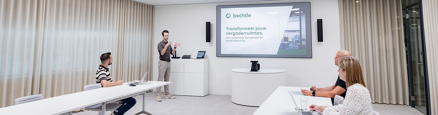 Three people at the Bechtle seminar