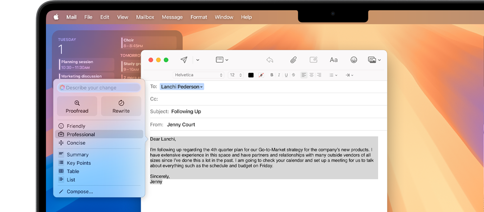 Apple der Mac macht das: AI Schreibtools, Screen