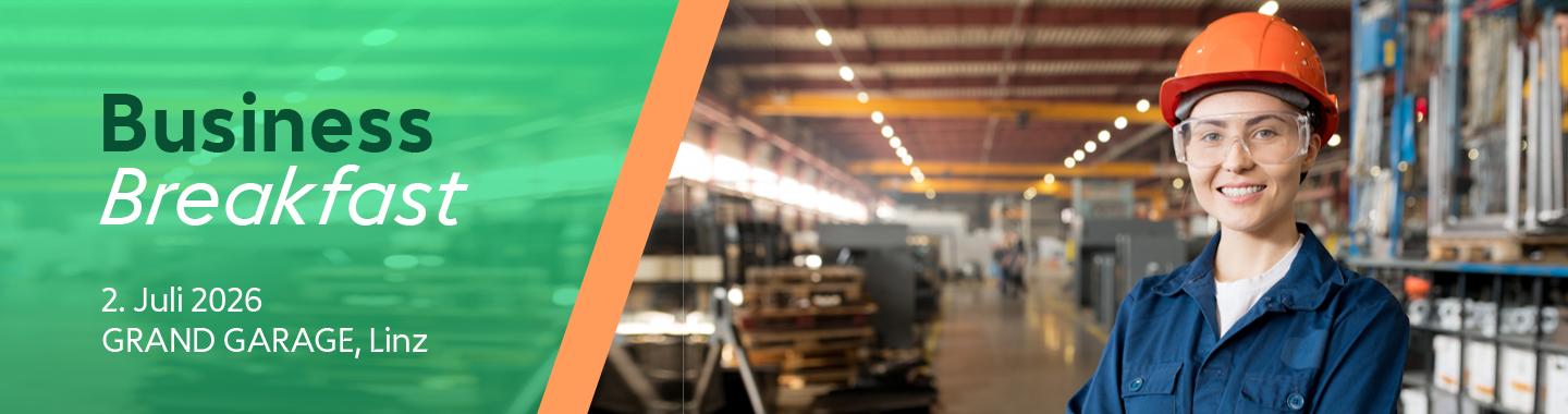 invitation banner for business breakfast for IT & OT for production industries