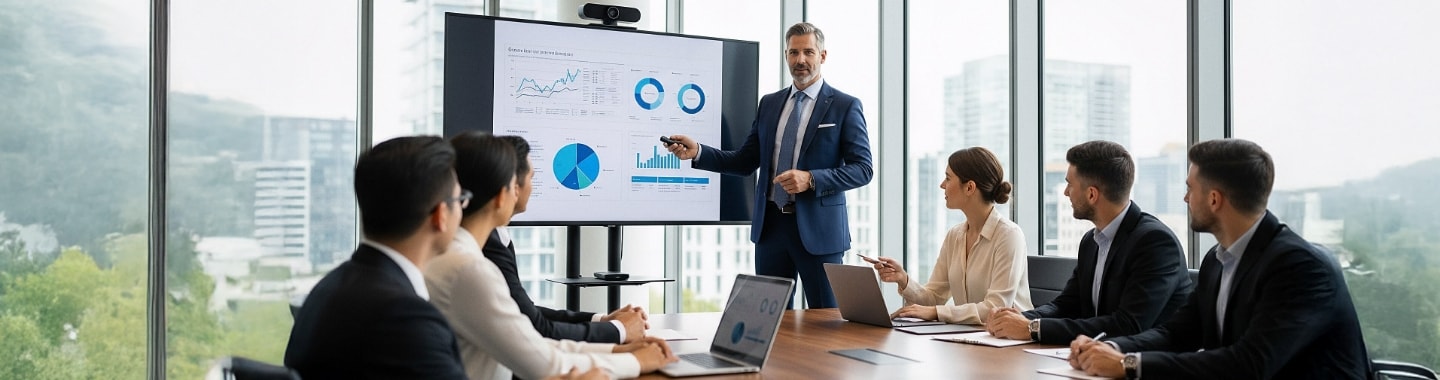 Business-Meeting mit Präsentation im Konferenzraum