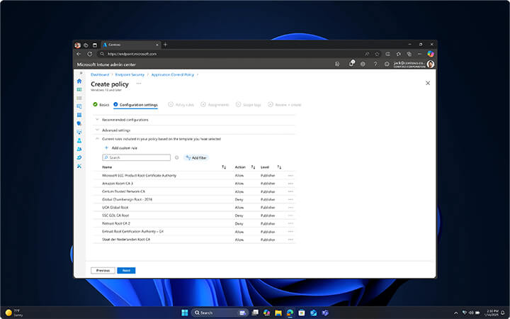 Windows 11 Pro Bildschirm mit Benutzeroberfläche