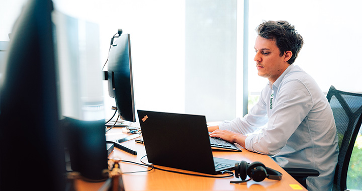 Men working in office