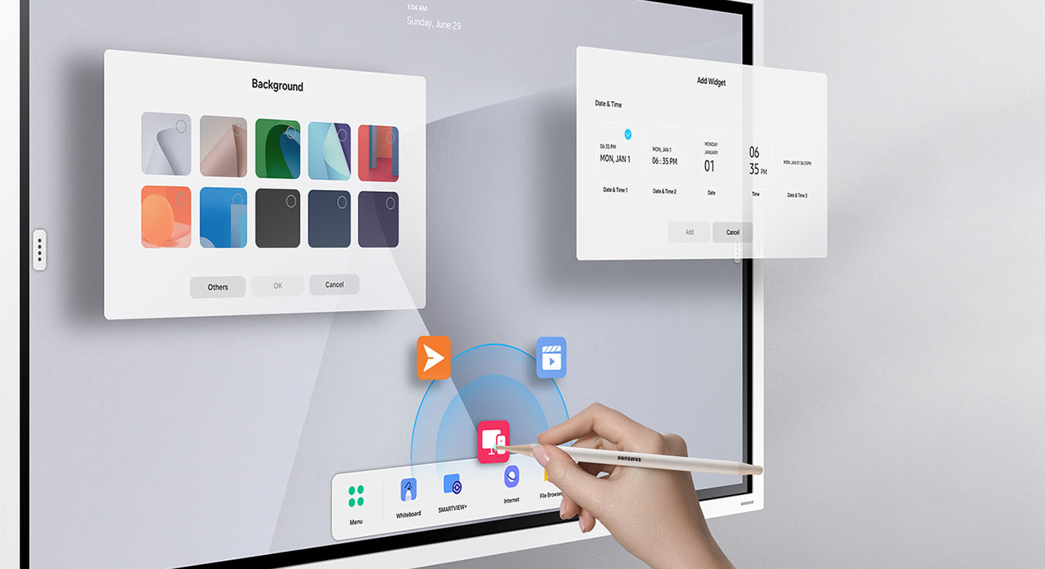 Mehrere Apps auf dem Screen von Samsung Flip WMFX Whiteboard