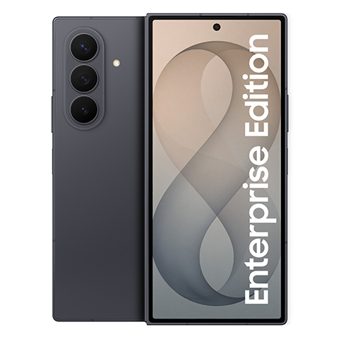 Smartphone mit dreifacher Kamera und großem Display mit Schriftzug Enterprise Edition zur Produktpräsentation
