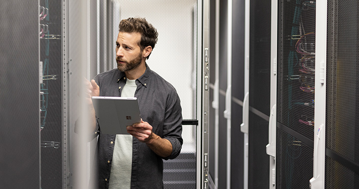 Man checking dataservers