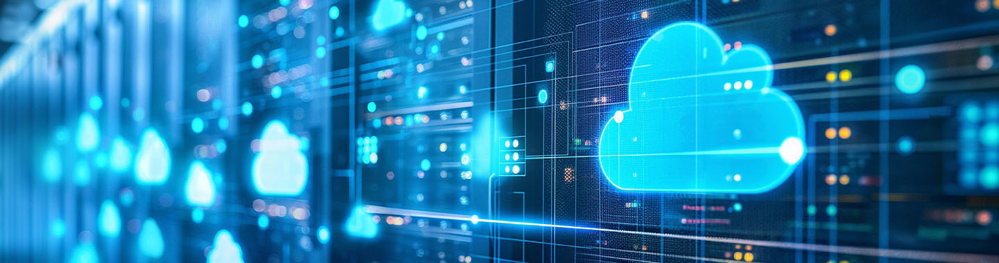 Data centre with cloud icon