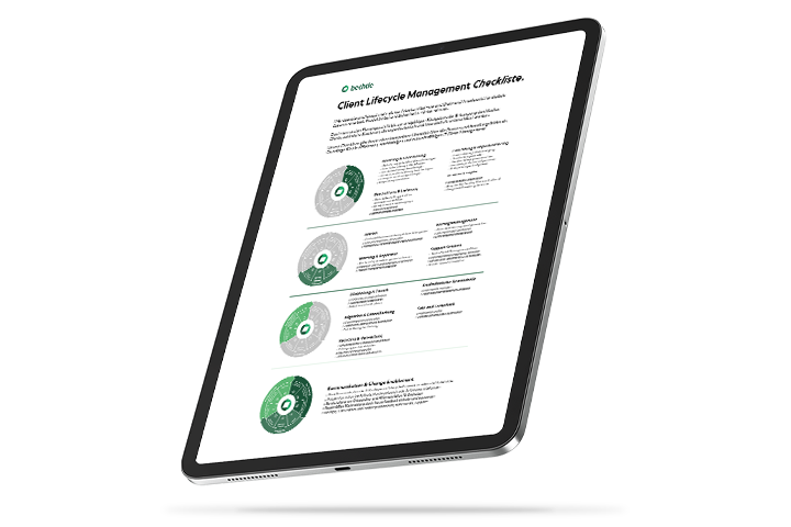 Tablet mit einer Ansicht der CLM-Checkliste.