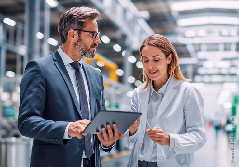 ein Mann und eine Frau unterhalten sich über IoT