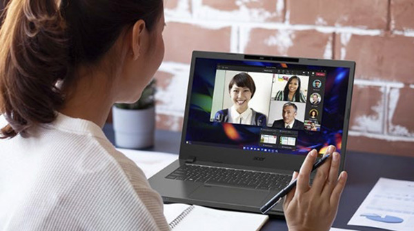 Woman working in the PC