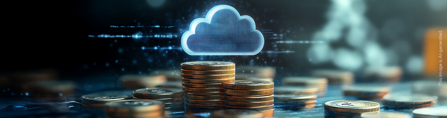 Digital cloud floating above the money