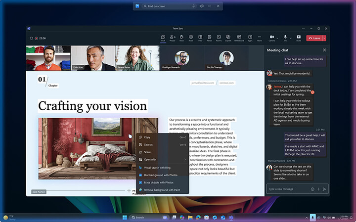 Aktion per Mausklick Bildschirm auf einem Copilot+ PC