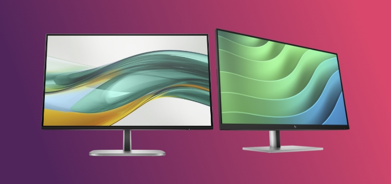 Zwei Monitore vor Farbverlauf-Hintergrund