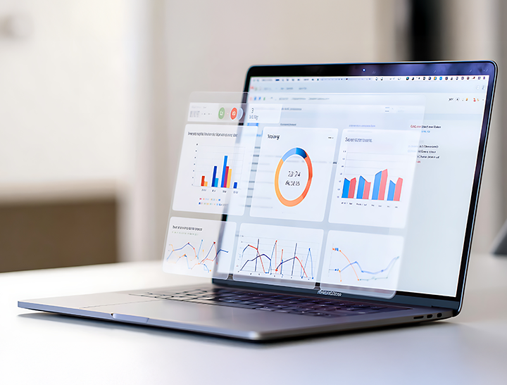 Ein Laptop mit Diagrammen auf dem Bildschirm