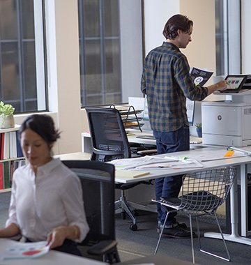 Office with people and a printer