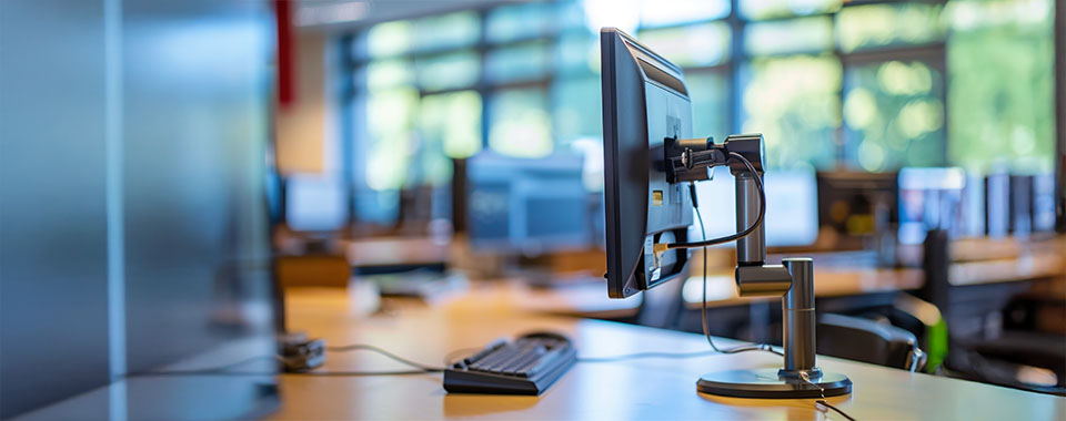 Monitor on mounting bracket