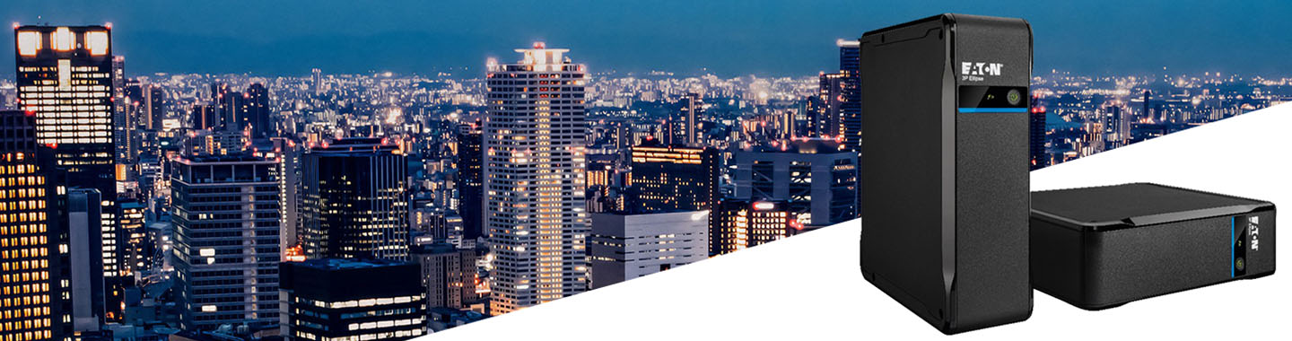 Eaton UPS with big city in the background