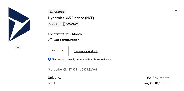 Cloud product in the basket
