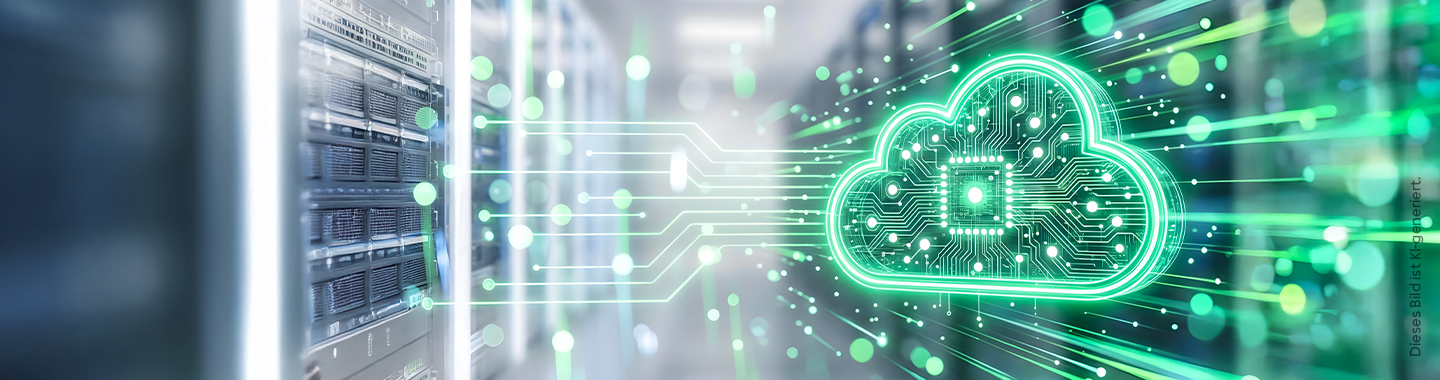 Ein Bild einer Leuchtwolke in einem Serverraum