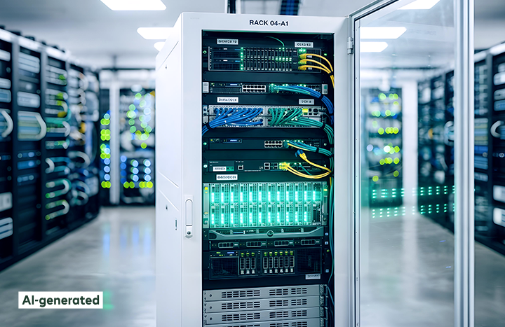 A big, bright server standing in a server room