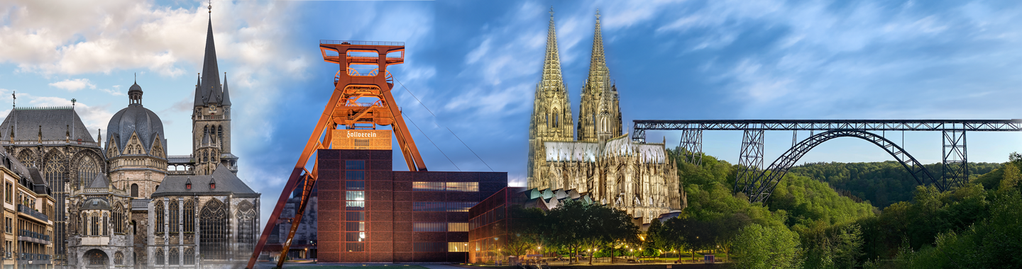 Mainbanner Sehenswürdigkeiten aus den Städten Aachen, Essen, Köln & Solingen