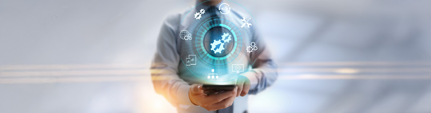 Man working with automation app