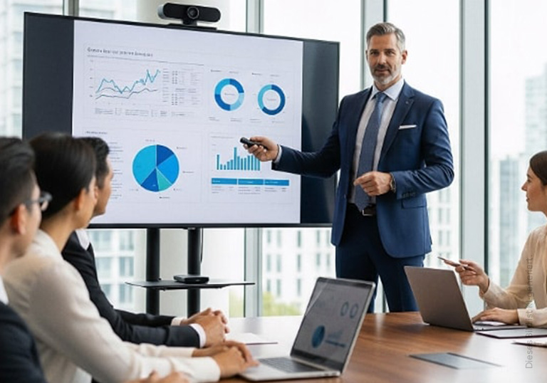 Business-Meeting mit Präsentation im Konferenzraum