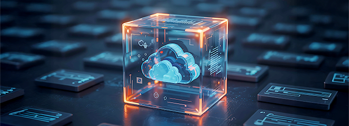 Ein Wolkensymbol in einer digitalen Box