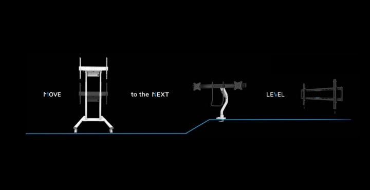Step-by-step illustration of monitor mount installation and alignment