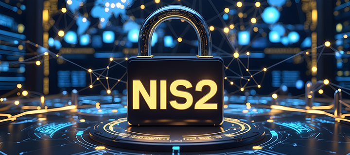 Auf einem digitalen Schloss steht „NIS2“