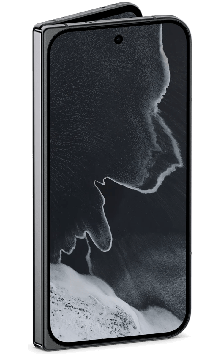 Faltbares Smartphone mit großem Display und mittig platziertem Frontkamera für flexible Nutzung