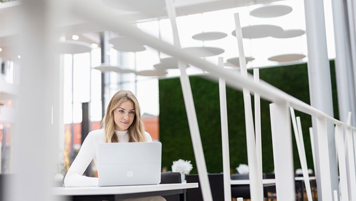 Woman working on a laptop