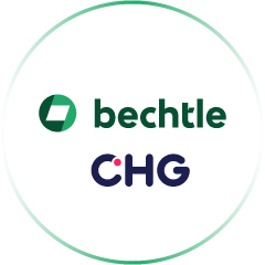 Partner logos: Bechtle and CHG.