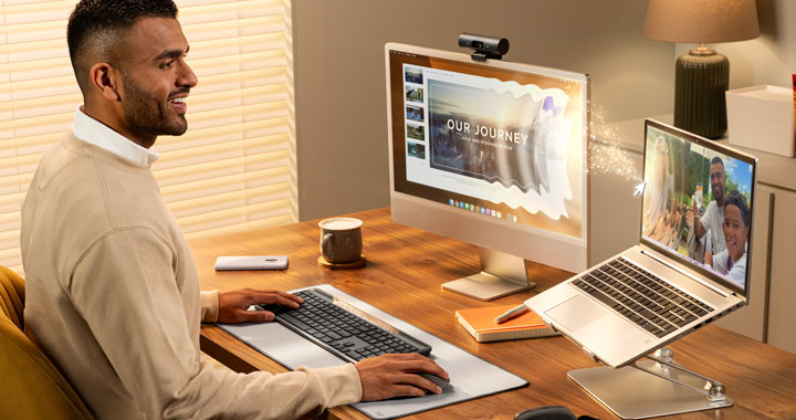 Man working with K980 keyboard