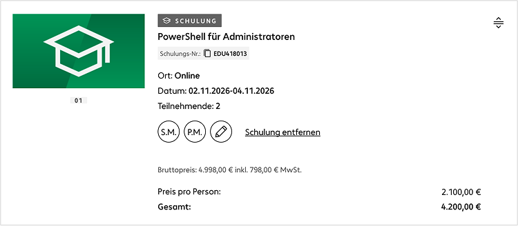 Schulung im Warenkorb