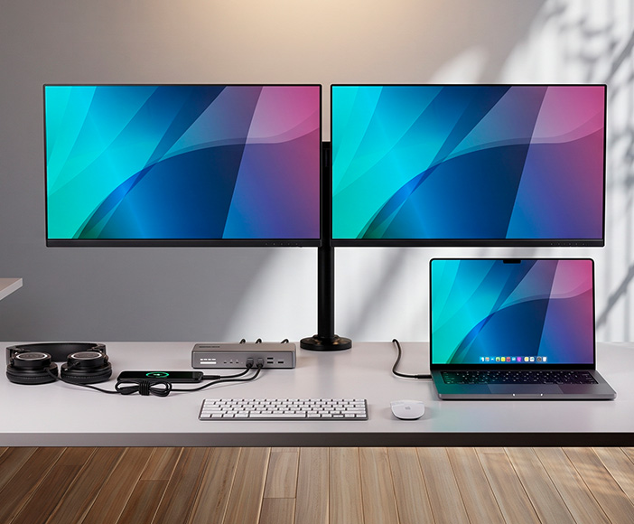 Office workstation with various StarTech items