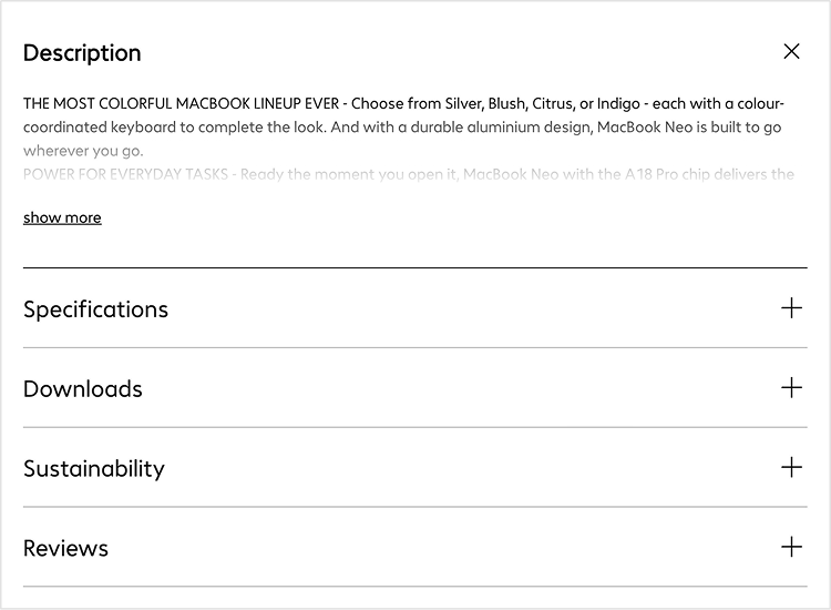 Information section with expandable accordion panels