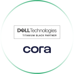 Partnerlogos von DELL Technologies und Cora.
