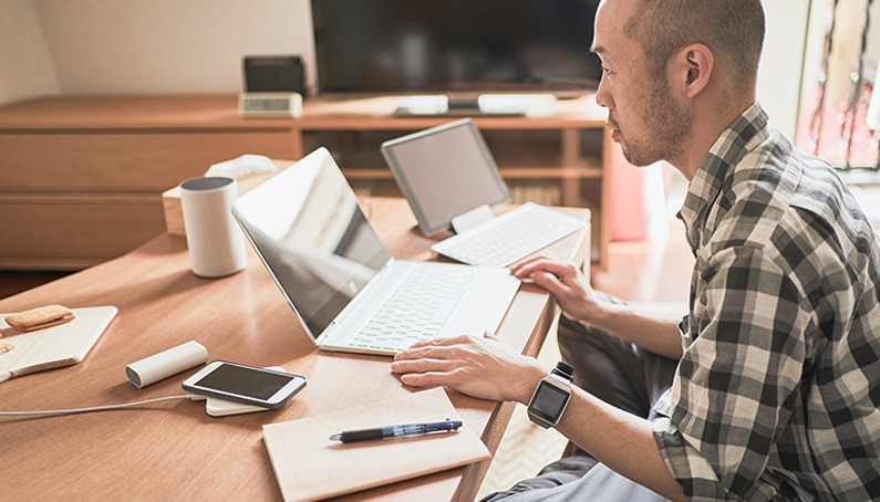Man working on laptop