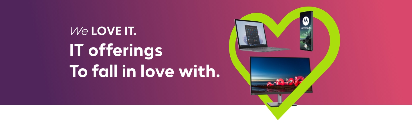 IT deals in heart design with monitor, smartphone and laptop