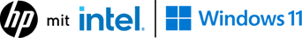 HP mit Intel und Windows 11 Logo