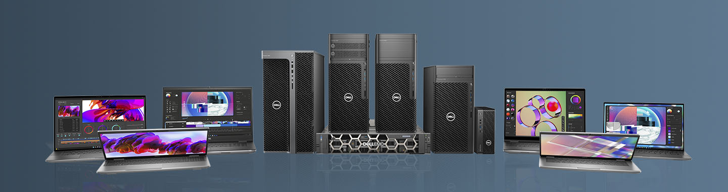 Various Dell computers and servers for professional use in a modern IT environment