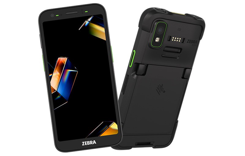 Rugged Zebra mobile device with touchscreen and barcode scanner