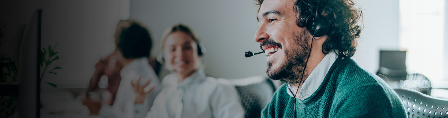 Man talking with headphones