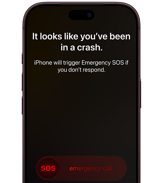 Smartphone displays automatic emergency call feature after crash with prompt to respond