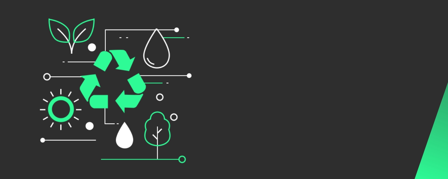 Sustainability icons on dark background