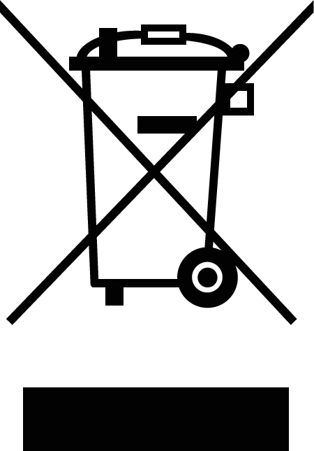 Symbol for disposal of electronic devices with crossed-out trash bin indicating separate collection