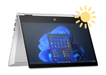 Convertible-Notebook mit Sonnensymbol