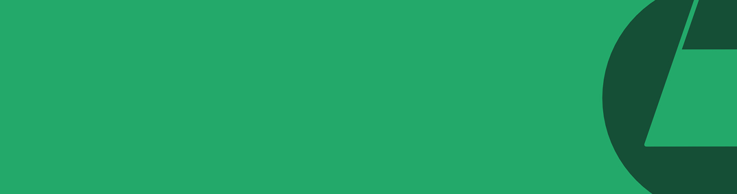 Green background with stylized dark green triangle inside a circle as abstract design element